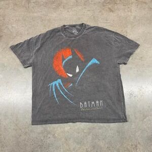 Batman The Animated Series Graphic T-Shirt Faded Black Baggy Y2K Men's XXL